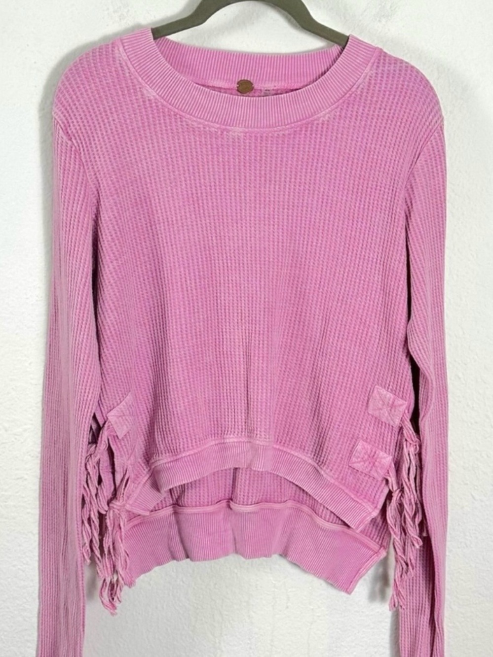 Free People FP One Cropped Interlaken Top Pink Rose Bohemian Grunge Medium